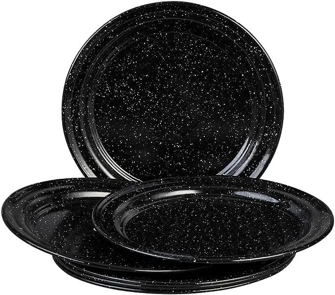 Cinsa 10" Enamelware Dinner Plate Speckled Black (Regular)