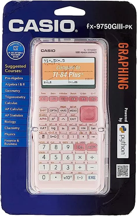 Casio FX-9750GIII 3rd Edition Graphing Calculator 21-Digit LCD Pink