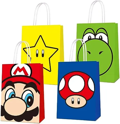 16 PCS Party Favor Bags for Super Bros Mario Birthday Party Supplies, Party Gift Bags for Super Bros Mario Party Favors Decor Party Decor for Super Bros Mario Themed Birthday Decorations