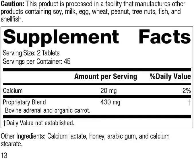 Standard Process Adrenal Desiccated 90 Tablets