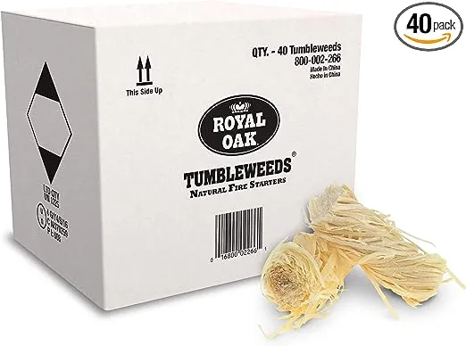 Royal Oak Tumbleweeds All Natural Fire Starter Charcoal Firestarter for Grilling, BBQ, Wood Stoves, Campfires, No Odor A