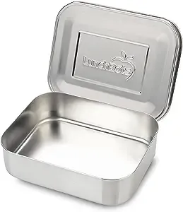 LunchBots Medium Uno Stainless Steel Sandwich Container - Open Design for Wraps - Salads or a Small Meal - Eco-Friendly - Dishwasher Safe and BPA-Free - Stainless Steel