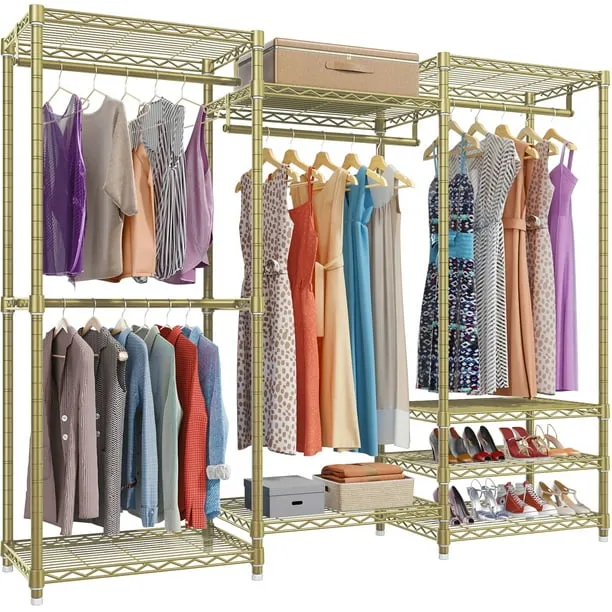 VIPEK V5 Portable Closet Wardrobe Heavy Duty Clothes Rack, 68.9" L x 15.7" W x 76.4" H, Max Load 800LBS, Gold