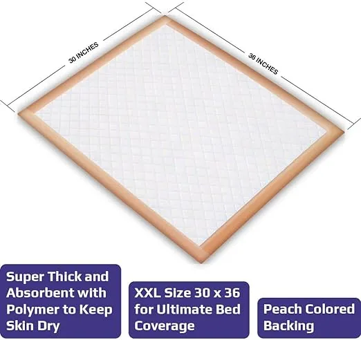 Inspire XL 30 x 36 Ultra 100 Grams Super Absorbent Bed Pads for Incontinence ...