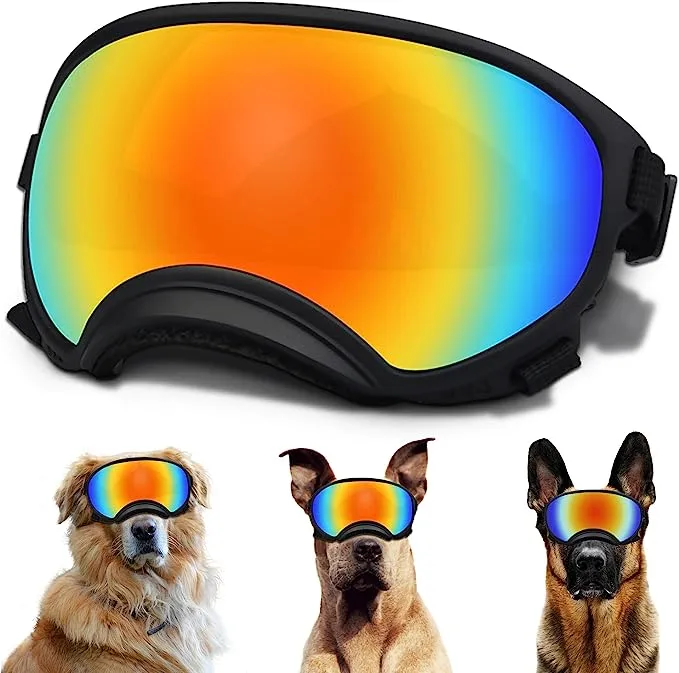 Large Dog Sunglasses, Dog Goggles with Adjustable Strap UV Protection Winproof Dog Puppy Sunglasses, Suitable for Medium-Large Dog Pet Glasses, Dogs Eyes Protection