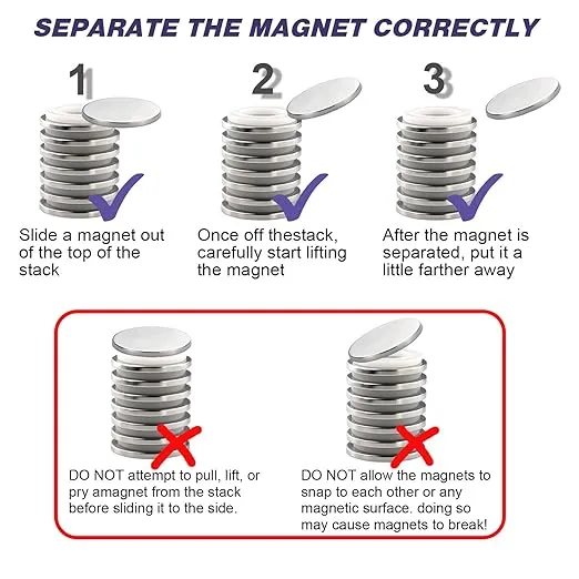 Super Strong Neodymium Disc Magnets with Double-Sided Adhesive, Powerful Permanent Rare Earth Magnets. Fridge, DIY, Building, Scientific, Craft, and Office Magnets, 1.26 inch D x 1/8 inch H - 6 Packs