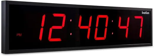 Ivation Huge 24 inch Large Big Oversized Digital LED Wall Clock, Red