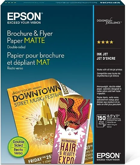 Epson S042384 150-SHEET 8.5X11 MATTE BROCHURE &amp; FLYER PAPER FOR INKJET PRINTERS