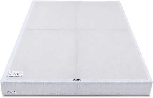 Amazon Basics Smart Box Spring Bed Base, 9 inch Mattress Foundation, Tool-Free Easy Assembly, Queen, White