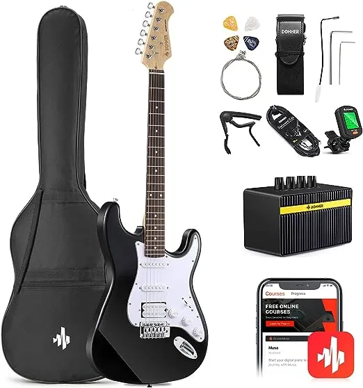 Donner DST-100B 39 Inch Electric Guitar Beginner Kit Solid Body Japan New