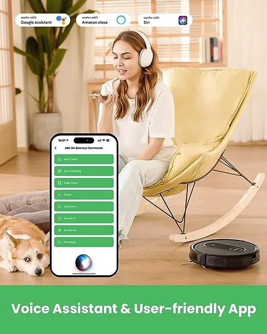 Vactidy Nimble T7 Robot Vacuum and Mop Combo, WiFi/App/Alexa/Siri Control, Robotic Vacuum Cleaner with Schedule, 2 in 1 Watertank & Dustbin, Self-Charging, Slim, Ideal for Hard Floor, Pet Hair, Carpet