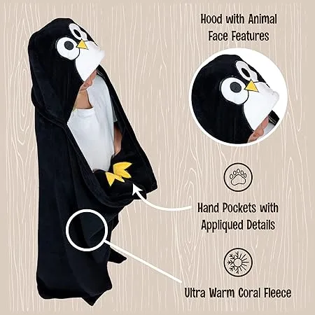 Lazy One Kids Critter Hooded Blanket (Penguin)