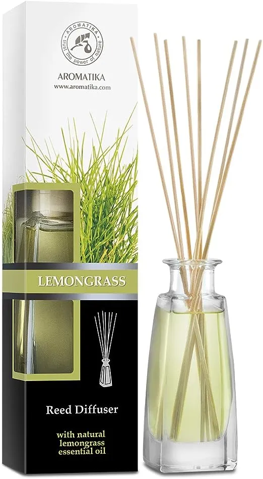 Lemongrass Diffuser w/Lemongrass Oil 3.4 Fl Oz - Scented Reed Diffuser - 0% A...