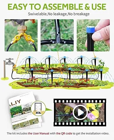 HIRALIY 100ft Drip Irrigation Kit