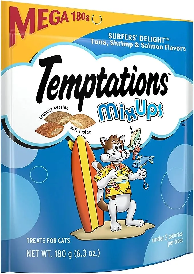 TEMPTATIONS MixUps Surfers&#039; Delight flavor treats for cats,Pack of 10