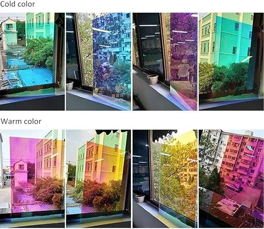 HOHOFILM 54"x20" Rainbow Effect Iridescent Window Film Decorative Glass Sticker Chamelon Color Self-Adhesive