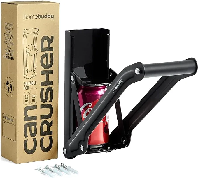 HomeBuddy Can Crusher for Recycling Wall Mounted - 12 Oz. and 16 Oz. Can Crusher for Aluminum Can Crusher, Soda Can Smasher for Recycling, Beer Can Crusher for Recycling Can - Mounting Rivets Included