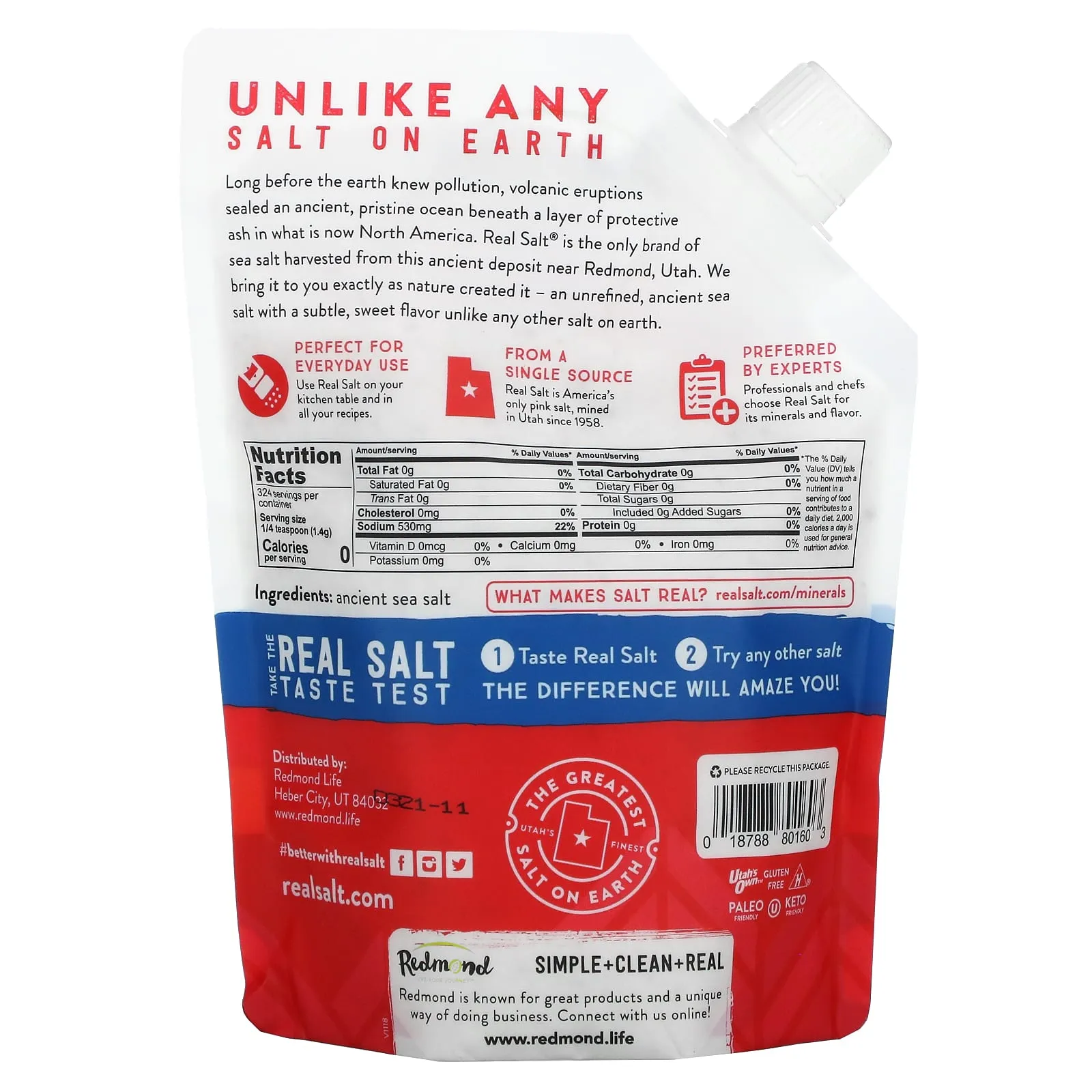 Redmond Trading Company, Real Salt, Ancient Kosher Sea Salt, 16 oz (454 g)