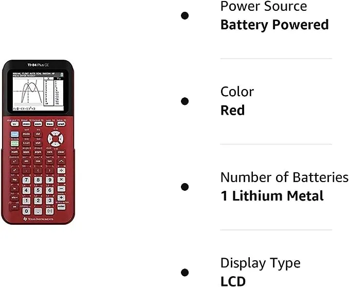 Texas Instruments TI-84 Plus CE Graphing Calculator, Radical Red