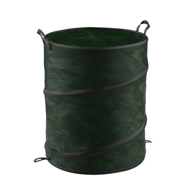 Wakeman 29.5-Gallon Pop Up Outdoor Garbage Can - Collapsible Trash Can for Parties, Yard Waste, Laundry, or Camping Accessories - Green