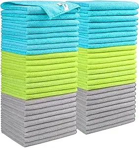 AIDEA Microfiber Cleaning Cloths-50PK, All-Purpose Soft Absorbent Cleaning Rags, Lint Free - Streak Free Wash Cloth for House, Kitchen, Car, Window, Gifts(12in.x 12in.)