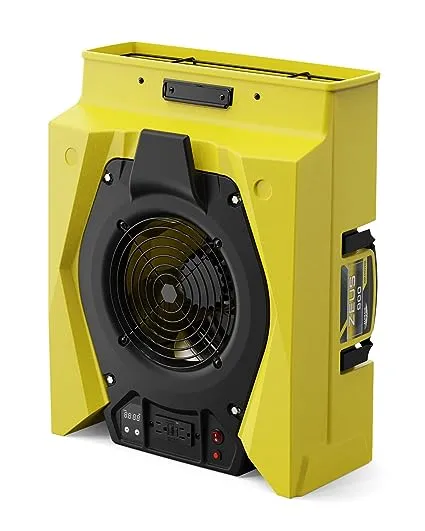 ALORAIR Zeus 900 Air Mover Commercial Blower for Carpets, Walls, Plumbing Use, Variable Speed Floor Blower Fan, 950 CFM with 1.8 Amps, Circuit Breaker Protection,on-Board Duplex GFCI, Yellow