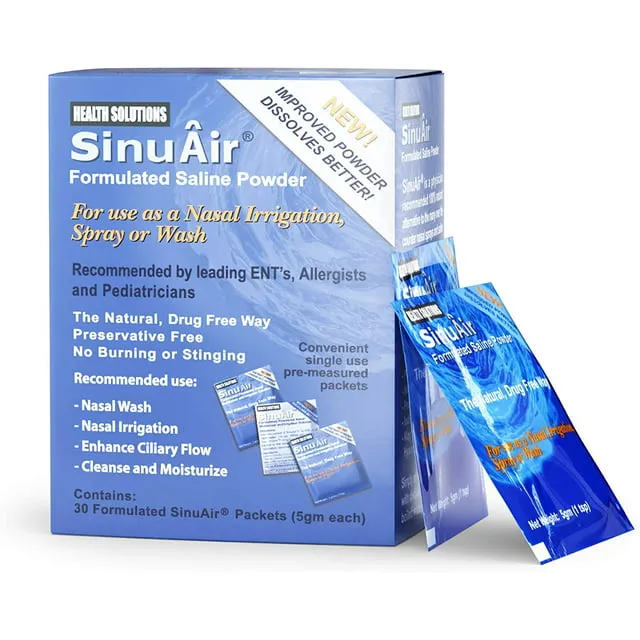 SinuAir Sinus Rinse Salt Solution - Saline Powder for SinuPulse System, Neti ...