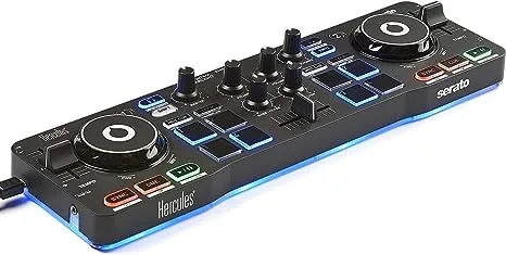 Hercules DJ DJControl Starlight | Pocket USB DJ Controller with Serato DJ Lite, Touch-Sensitive Jog Wheels, Built-in Sound Card and Built-in Light Show