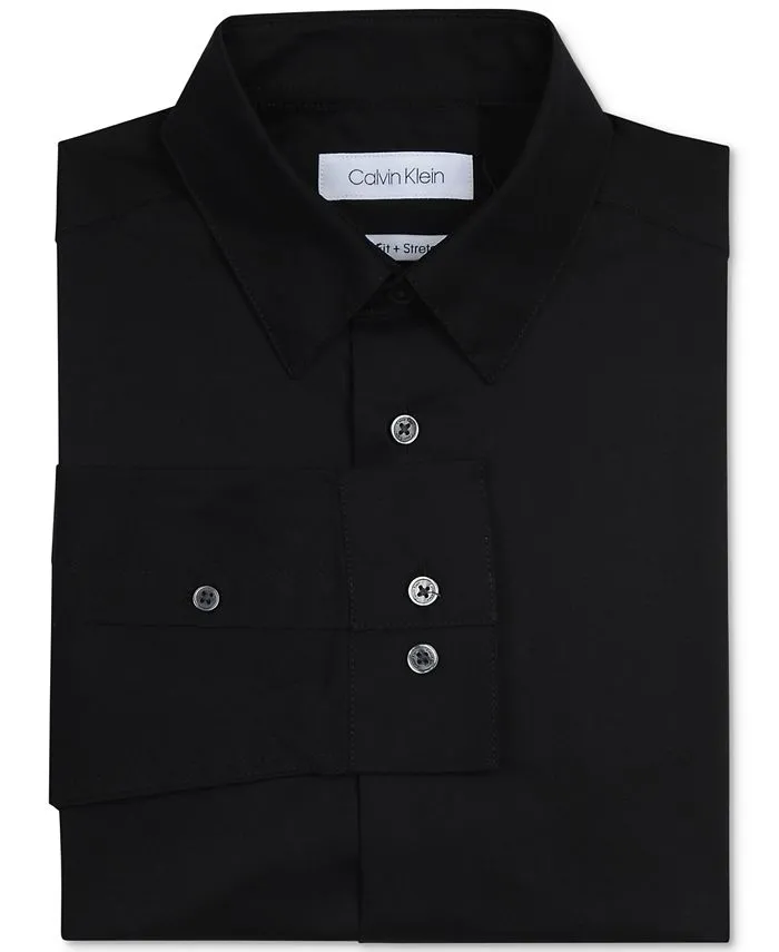 Calvin Klein Boys' Slim Fit Solid Stretch Poplin Shirt