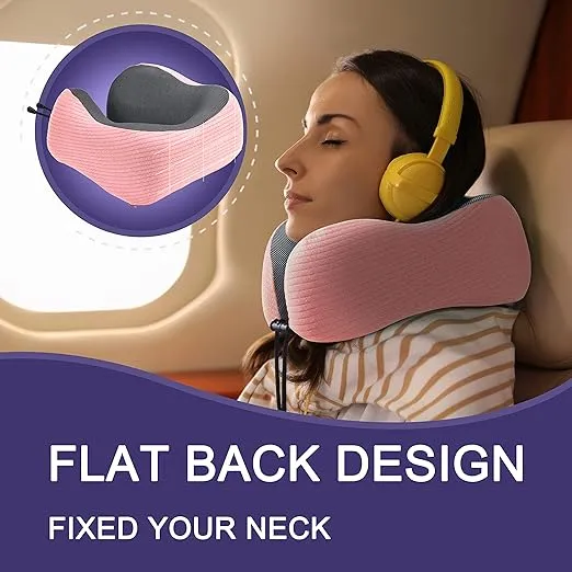 napfun Neck Pillow for Traveling, Upgraded Travel Neck Pillow for Airplane 100% Pure Memory Foam Travel Pillow for Fligh