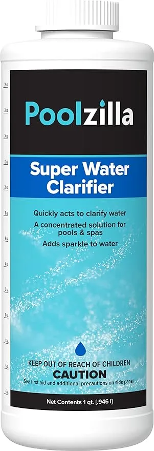 Poolzilla 1 Quart Bottle of Super Water Clarifier, Concentrated Solution for Pools and Spas, Adds Sparkle