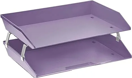 Acrimet Facility 2 Tiers Double Letter Tray (Solid Purple Color)