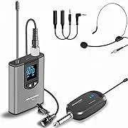 Wireless Headset Lavalier Microphone System -Alvoxcon Wireless Lapel Mic Best for iPhone, DSLR Camera, PA Speaker, YouTube, Podcast, Video Recording