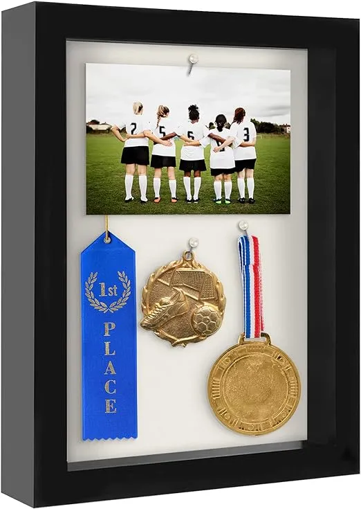 Americanflat 8.5x11 Shadow Box Frame in Black with Soft Linen Back