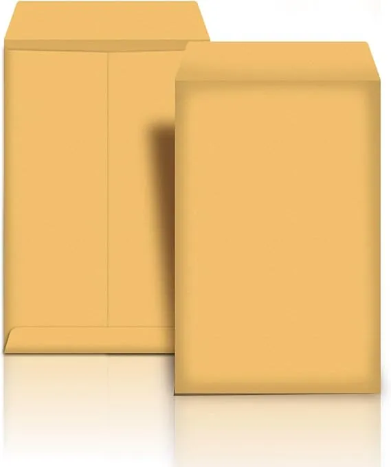 9" x 12" Manila Catalog Envelopes, Gummed Seal, Brown Kraft, Box Of 100