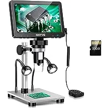 7" LCD Digital Microscope, 1200X Magnification for Coin PCB Circuit Repair Soldering, 12MP Camera Sensor Coin Microscope，32GB TF Card，Wired Remote, 10 LED Light, Compatible with Windows/Mac OS