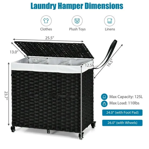 Costway Laundry Hamper with Wheels and Lid