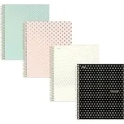 Five Star Spiral Notebooks  1 Subject  College Ruled  11  x 8-1/2   Cute Designs Bright Colors  Design May Vary. 4 Pack