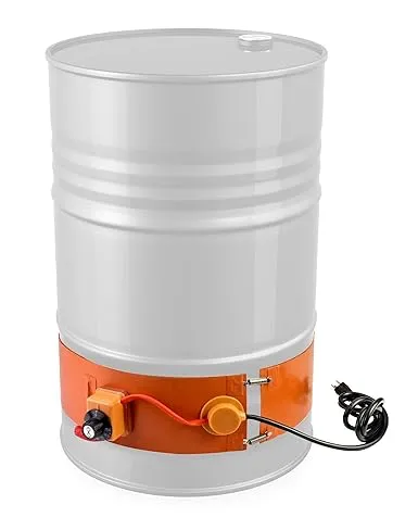 QWORK Drum Heater Barrel Band for 55 Gallon Metal Oil Drum, 1200 Watt 120 Volt Grease Keg Heater, Temperature Adjustment Insulat