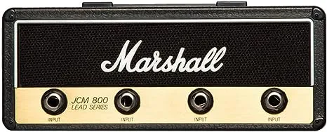 Licensed Marshall Jack Rack- Wall mounting Guitar amp Key Hanger. Includes 4 Guitar Plug Keychains and 1 Wall mounting kit. Easy Installation. (Stealth)