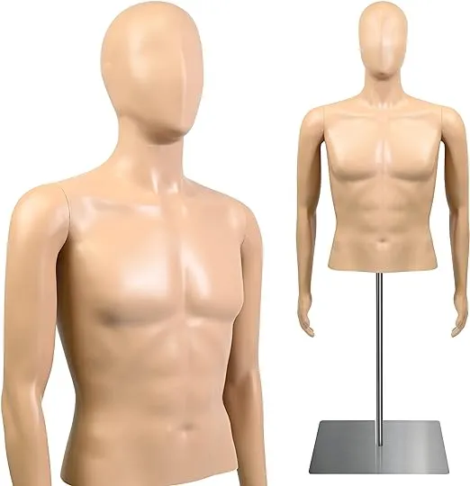 SereneLife Male Half Body Mannequin – Stable Metal Base, Easy to Assemble