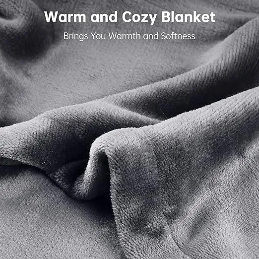 Heated Throw Electric Blanket 50x60 Inches,5 Heating Levels,Fast-Heating with 3 Hours Auto-Off, ETL Certified, Home Office use, Machine Washable - Gray