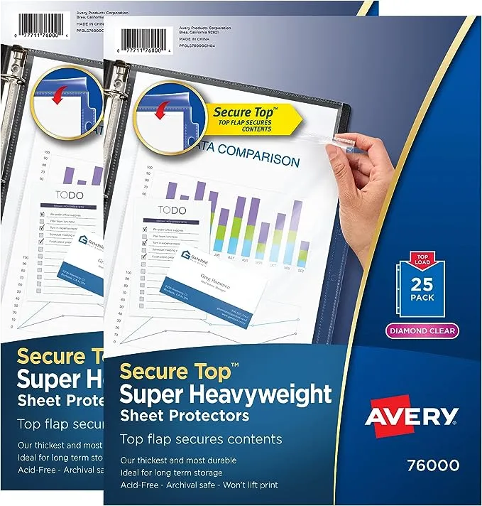 Avery Diamond Clear Secure Top Sheet Protectors