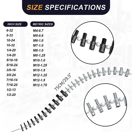 Stalye Nut & Bolt Thread Checker - 26 Male/Female Gauges - 14 Inch & 12 Metric for Quickly Checking Nuts and Bolts Inch or Metric and Verifying The Size