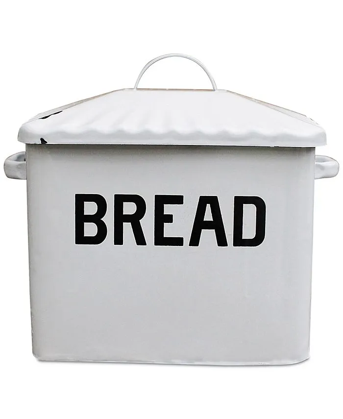 White Enameled Bread Box