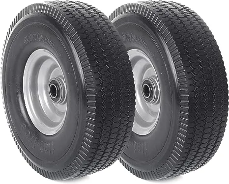 AR-PRO (2-Pack) 10-Inch Solid Tire 4.10/3.50-4&#034; Tire and Wheels Flat Free wit...