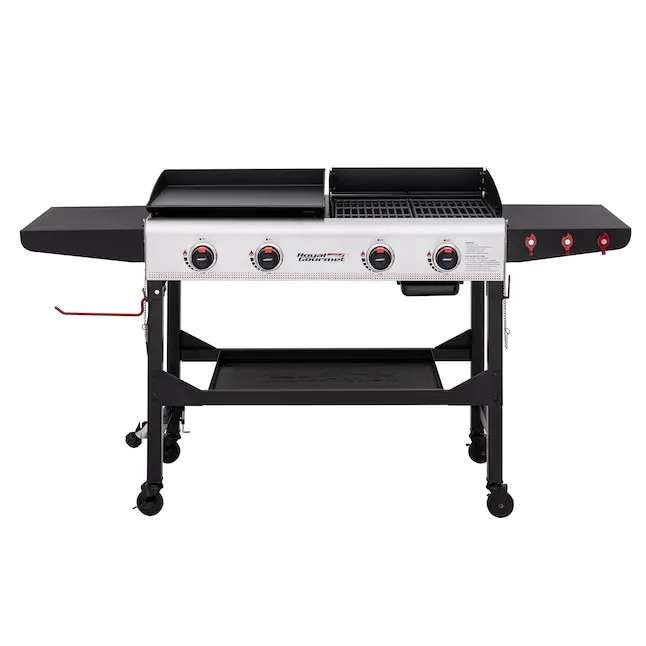 Royal Gourmet 4-Burner Propane Gas Portable Flat Top Grill and Griddle Combo with Folding Legs, 48,000 BTU