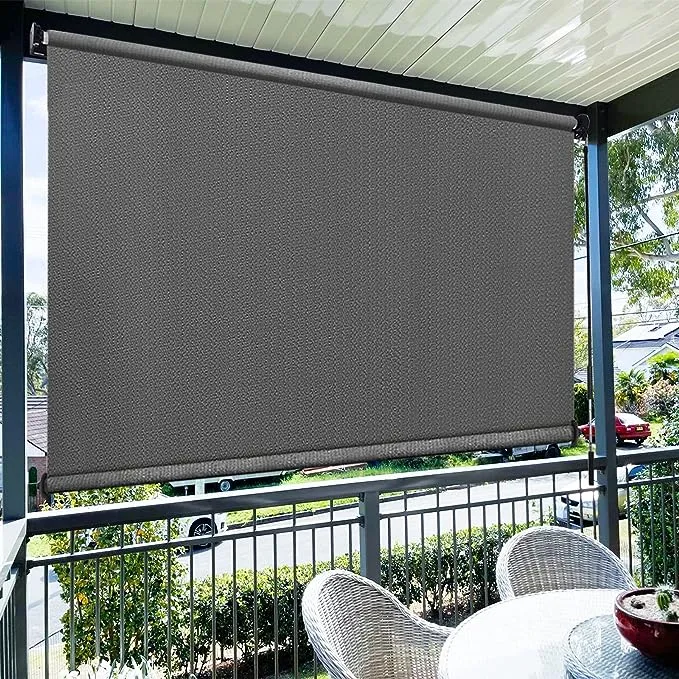 Amagenix Outdoor Roller Shades 6'(W) x 8'(H), Exterior Cordless Patio Shades Roll up Outdoor Blinds for Porch Gazebo, Gray