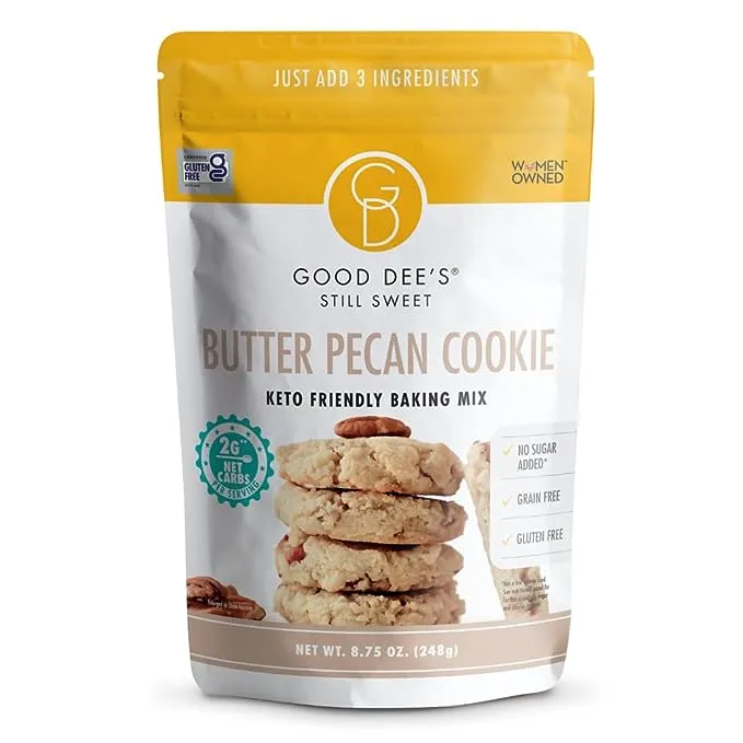 Good Dee's Butter Pecan Cookie Mix I Keto Baking Mix I Sugar Free, Diary Free, Gluten Free, Soy Free, Low Carb Cookie Mix I Diabetic and Atkins Friendly - 2g Net Carbs