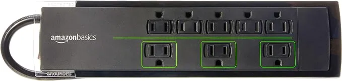 Amazon Basics Rectangular 8-Outlet Power Strip Surge Protector